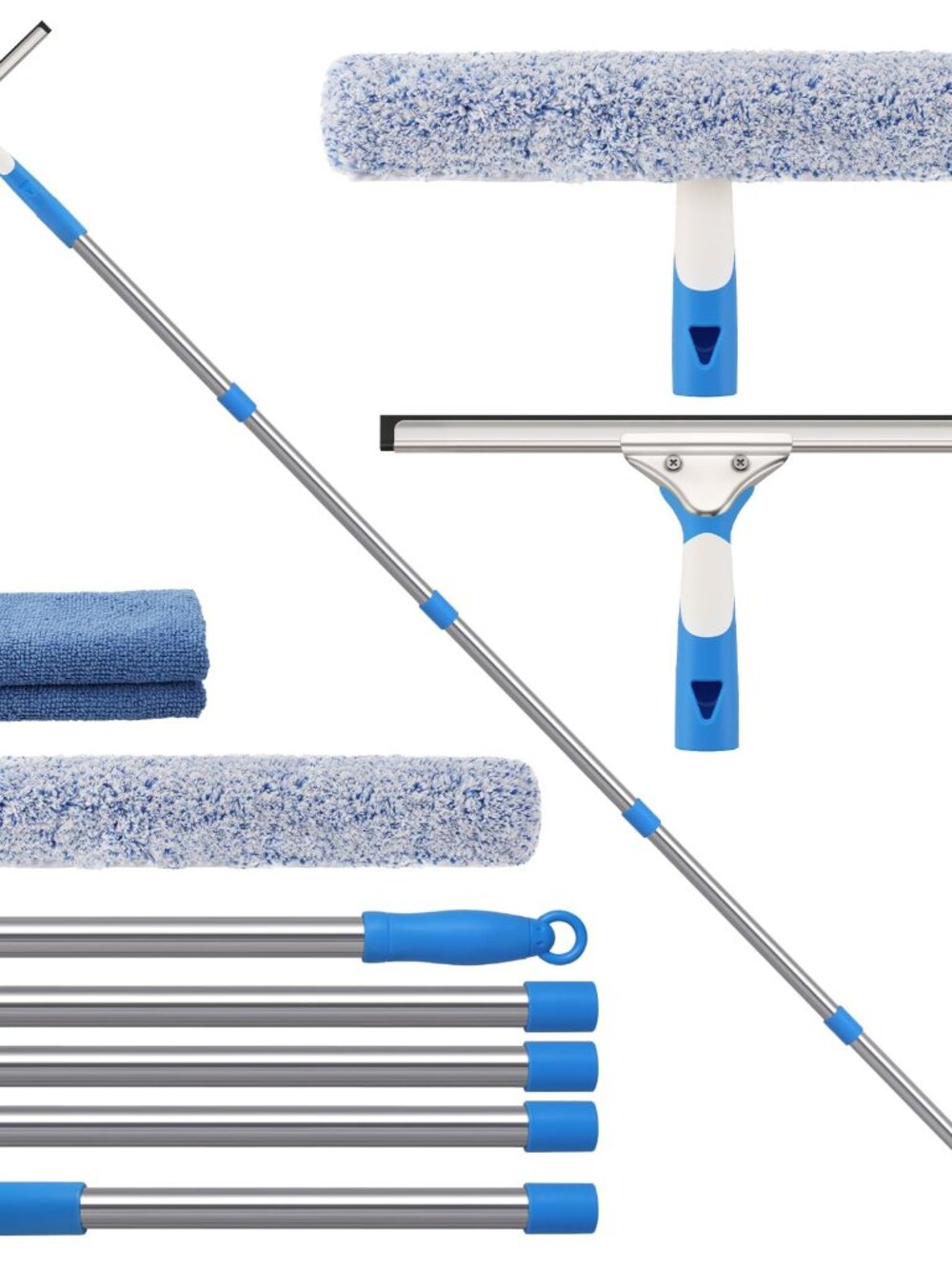 Mitclear 77'' Window Squeegee & Scrubber Kit with Extension Pole for Car & Home